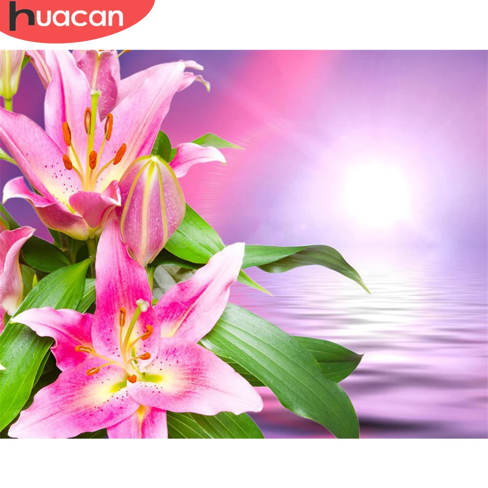 

Картина по номерам HUACAN, цветы лилии, 50x65 см