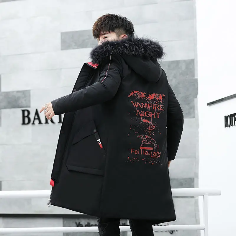 Зимние длинные мужские парки из хлопка с мехом брендовая одежда модные