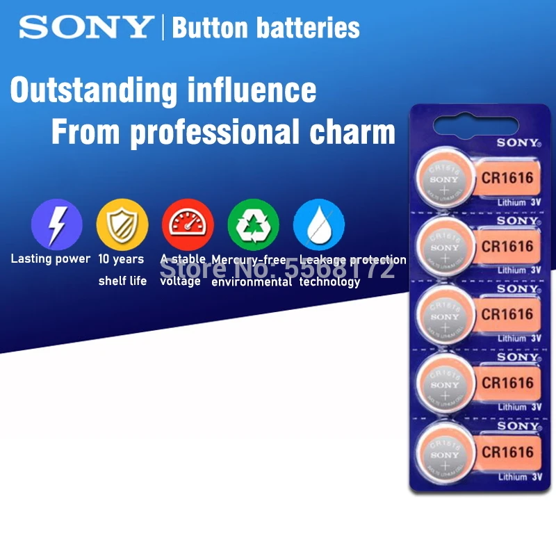 Батареи кнопочные Sony CR1616 литиевые элементы питания DL1616 ECR1616 LM1616 3 в EE6221 для часов