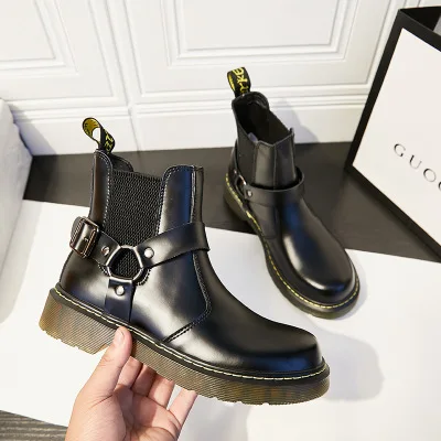 

Women's Chelsea Boots Warm Comfortable Thick Bottom Increased Genuine Leather Ankle Boots Outdoor Winter Fashion Female Boots