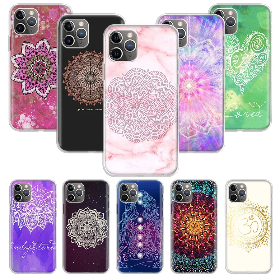Мандала чакра Йога для Apple iPhone 7 8 Plus 11 12 Mini Pro 10 X XS XR 6 6S 5 5S SE Max мягкий прозрачный