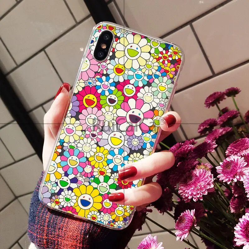 Ruicaica Takashi Murakami Sun flower eye Pattern TPU Soft Phone Cell Case for iPhone 5 5Sx 6 7 7plus 8 8Plus X XS MAX XR | Мобильные
