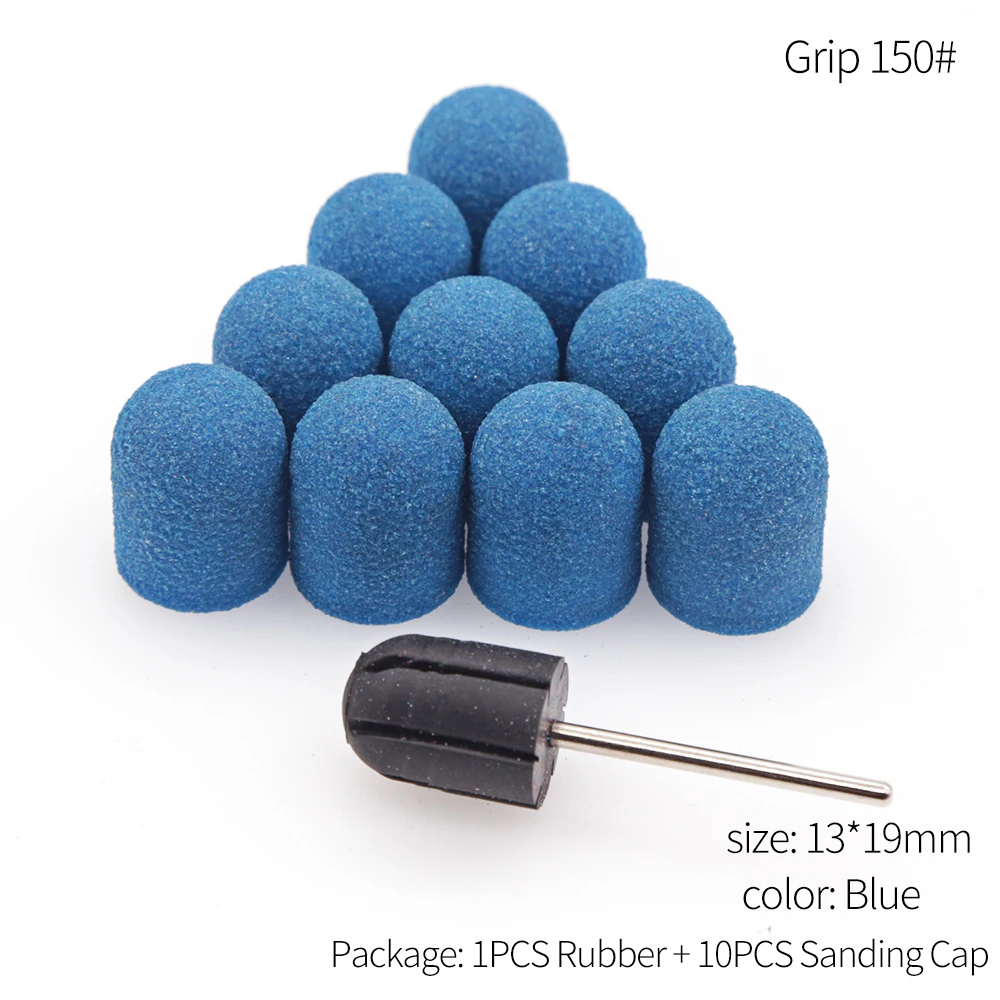 T10P13Bl15 10PCS 150# 13*19 16*25 Nail Drill Sanding Band Cap Mandrel Cutter For Manicure Set Nozzle for Pedicure Sanding Band for Pedicure - Color: T10P13Bl15
