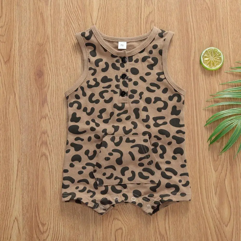 

0-12M New Arrival Summer New Cute Baby Girl Kids Leopard Jumpsuit Bodysuit Playsuit Summer Clothes Outfits