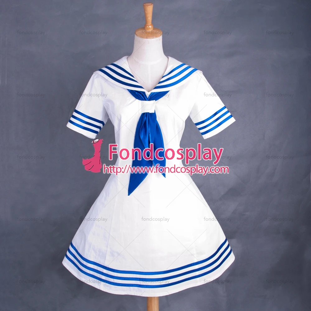 

fondcosplay sweet navy School Unifrom white Cotton Dress Cosplay Costume Tailoe-made[G763]