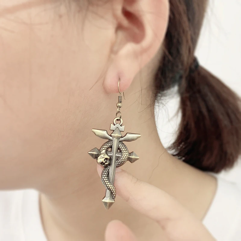 Цельнометаллические серьги-капли Alchemist для женщин и мужчин аниме ювелирные