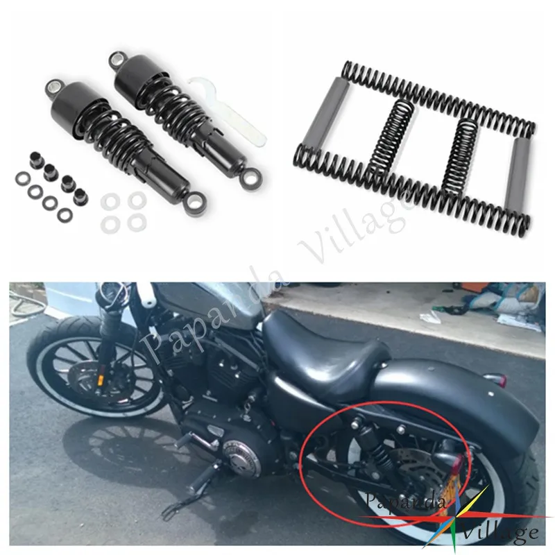 Комплект для опускания амортизаторов 10 5 дюйма из черной стали мотоцикла Harley Dyna