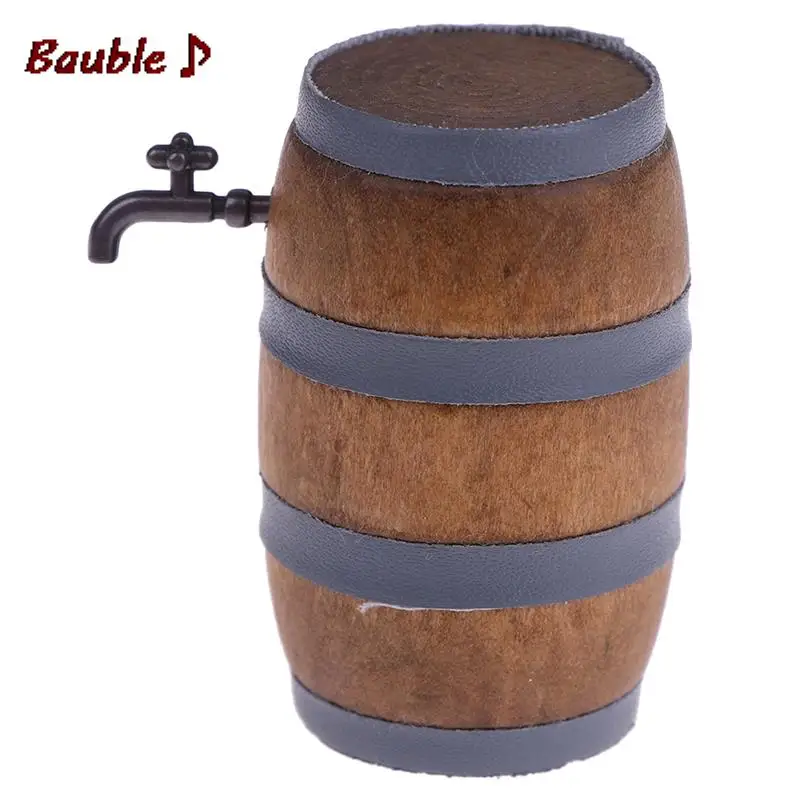 1:12 Miniature Wine Beer Barrel Cask Keg and Glass Set for Dolls House DecorationScale Dollhouse Accessories |