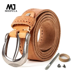 Ремень мужской из натуральной кожи, с металлической пряжкой, в стиле ретро