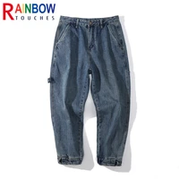 rainbowtouches fashion classic brand men wide legs jeans casual trousers retro style boy loose straight pants superior quality