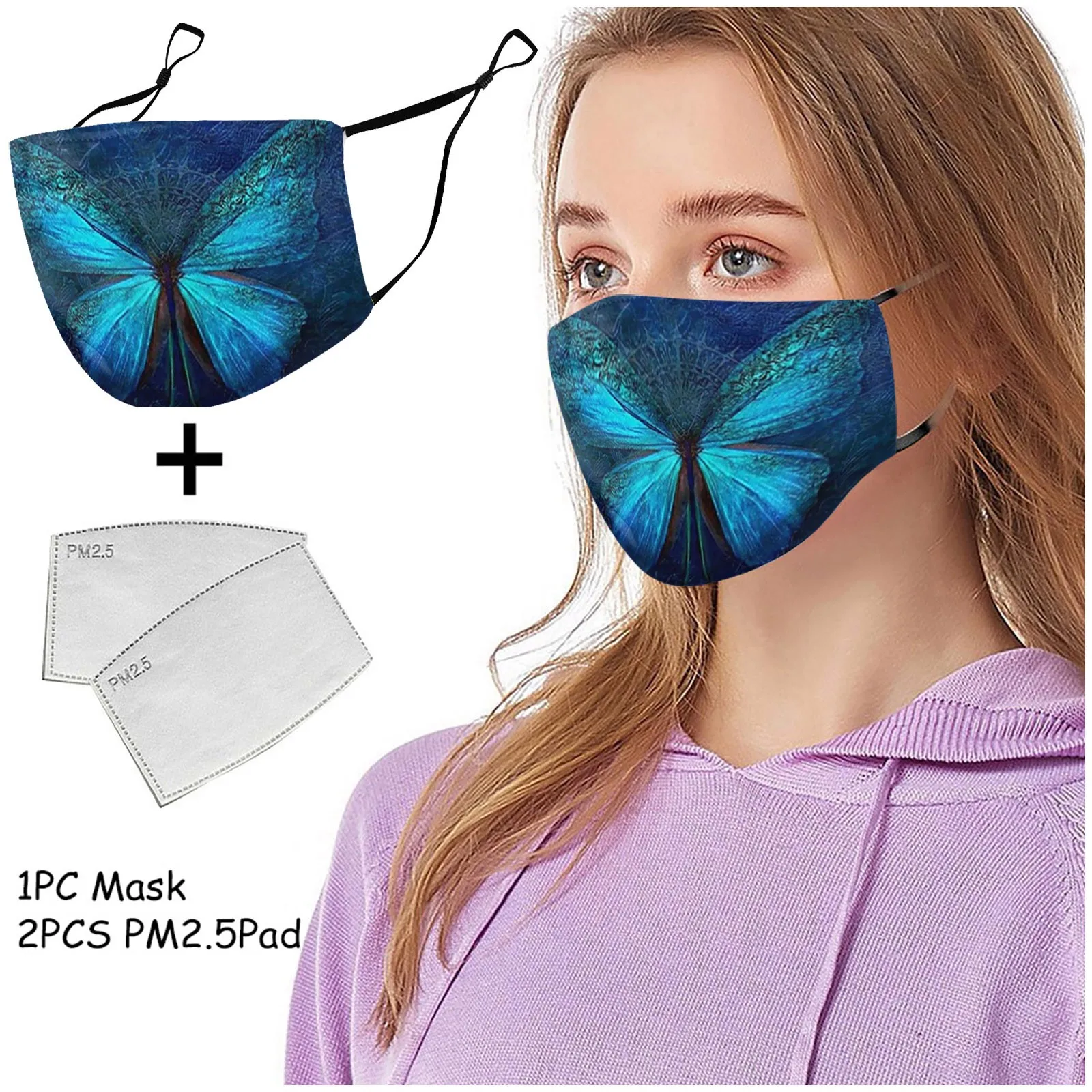 

Unisex Adult Colorful Butterfly Mouth Masks Dustproof Washable Reusable Face Cover Warm Windproof Mondkapjes Wasbaar