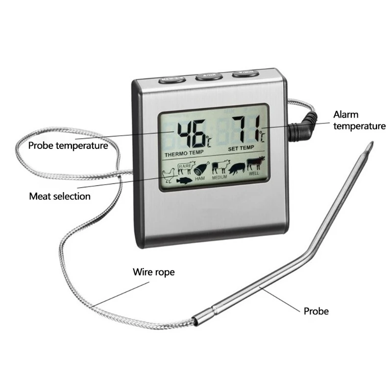 

Цифровой термометр TP16 для барбекю и мяса, кухонный прибор для измерения температуры с таймером, для приготовления мяса