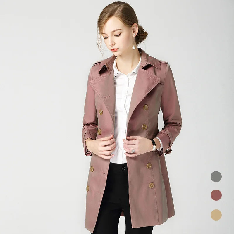 

High-end Brand Design Plus Size Women's Trench Coat 2020 Autumn Winter Long Sleeve Design Double Breasted Windbreaker Overcoat