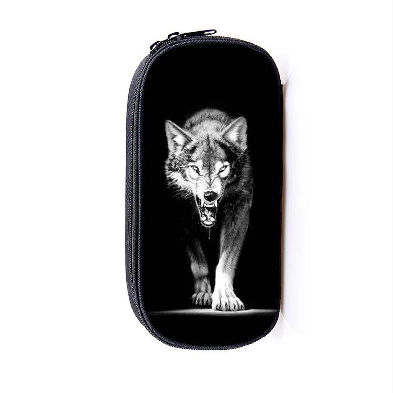 Крутые Кошельки для монет с принтом воющего волка сумка карандашей мальчиков и