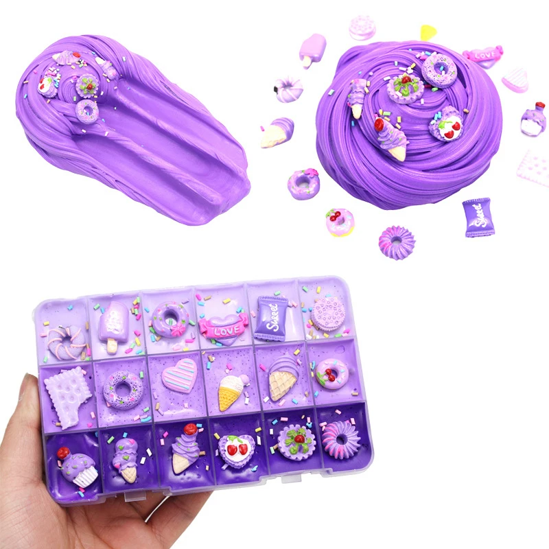 

18 Grid Ice Cream Biscuits Cotton Mud Color Matching Slime Set Handmade Diy Accessories Plasticine Children'S Decompression Toy