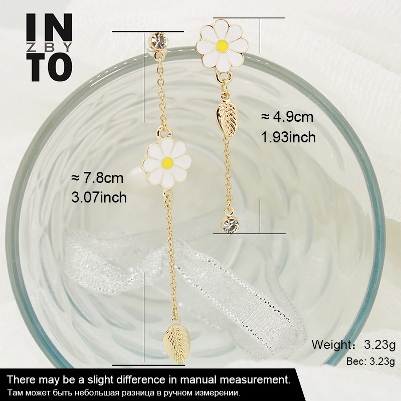 Женские Асимметричные Длинные висячие серьги с белыми цветами в виде маргариток
