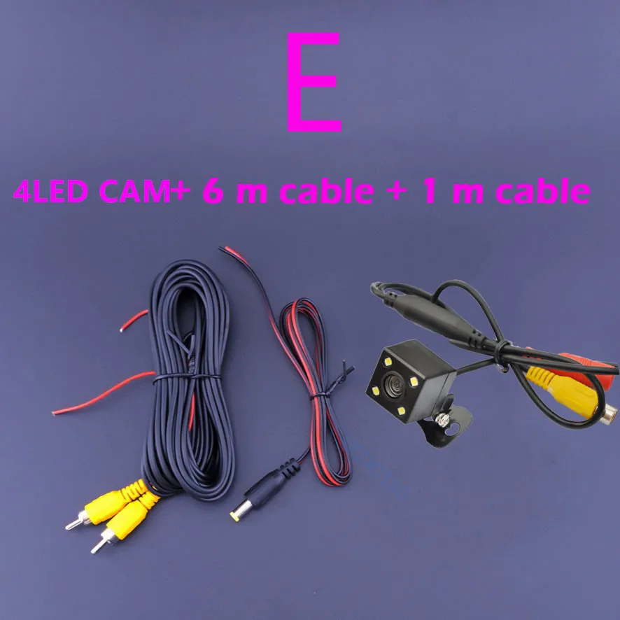 H-4LED CAM-6M-1M Автомобильная камера заднего вида угол HD светодиодный свет ночного заднего вида камера 12 В универсальная парковочная камера водонепроницаемая HD изображение - Название цвета: H-4LED CAM-6M-1M