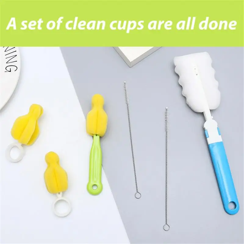

New Baby Bottle Brush Set Baby Nipple 360-degree Rotating Clean Sponge Spout Cup Brush Kit Bottle Clean Tool Daily Necessities