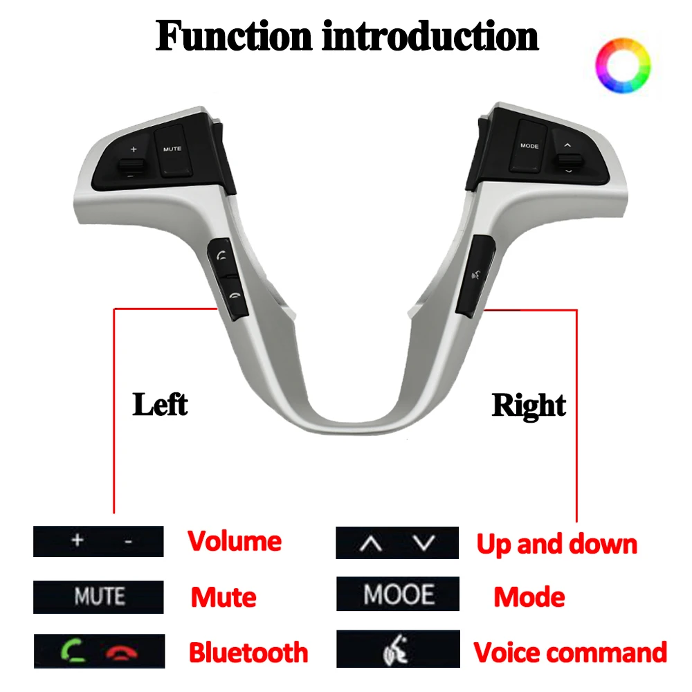 (7 с аккумулятором Трехцветная подсветка) Многофункциональная кнопка руль для