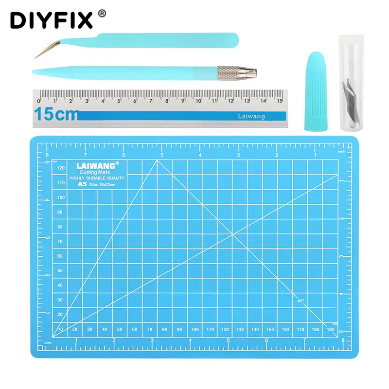 DIYFIX A5 ПВХ художественная ручка для гравировки ручная резка коврик линейка пинцет с лезвием Knief набор канцелярских инструментов для офиса Скрапбукинг