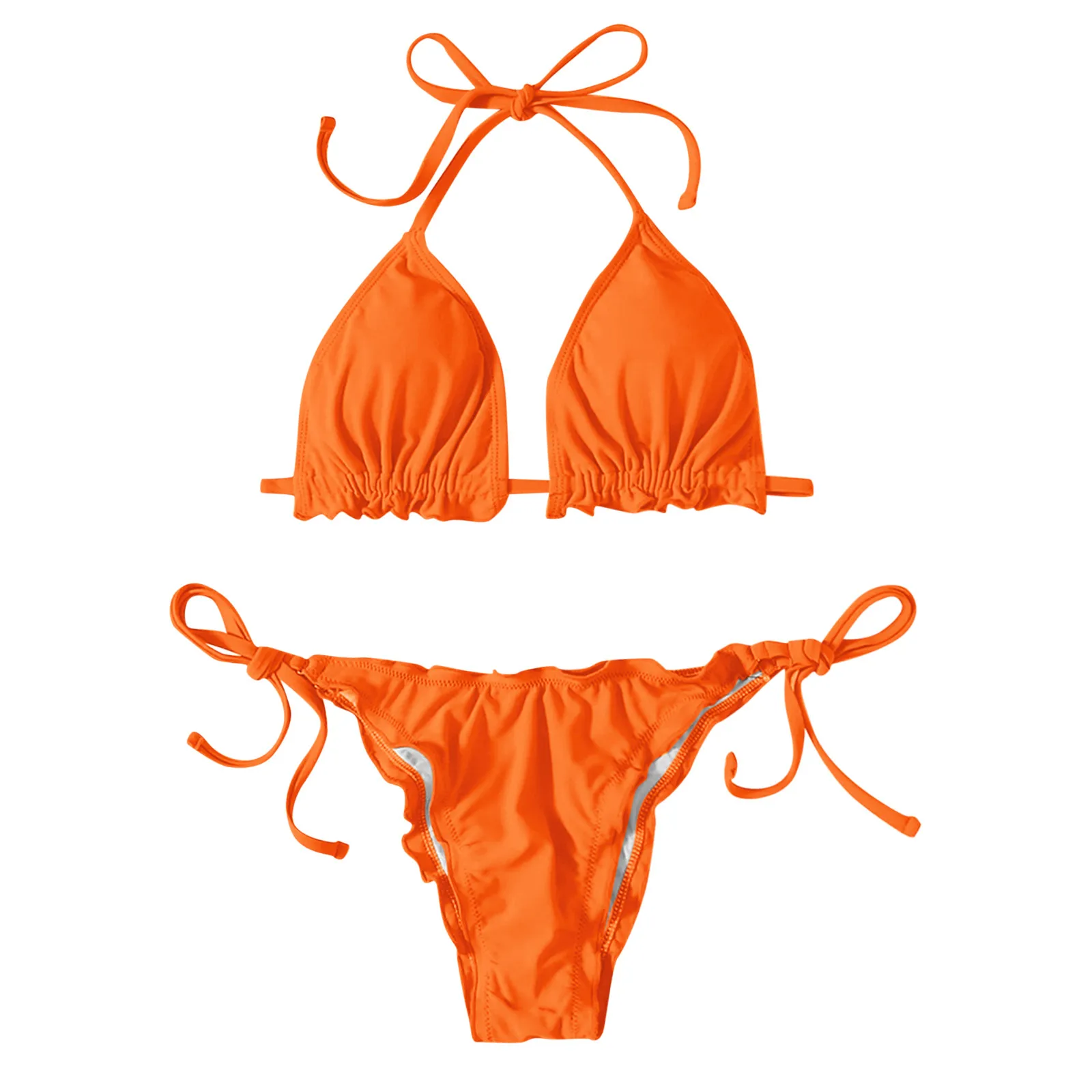 

Solid Sexy Ruffle Sling Swimsuit Women Lacing-Up Sexy Bikini Push-Up Brazilian Swimwear Bikini Bathing Suit Bikini Set Beachwear