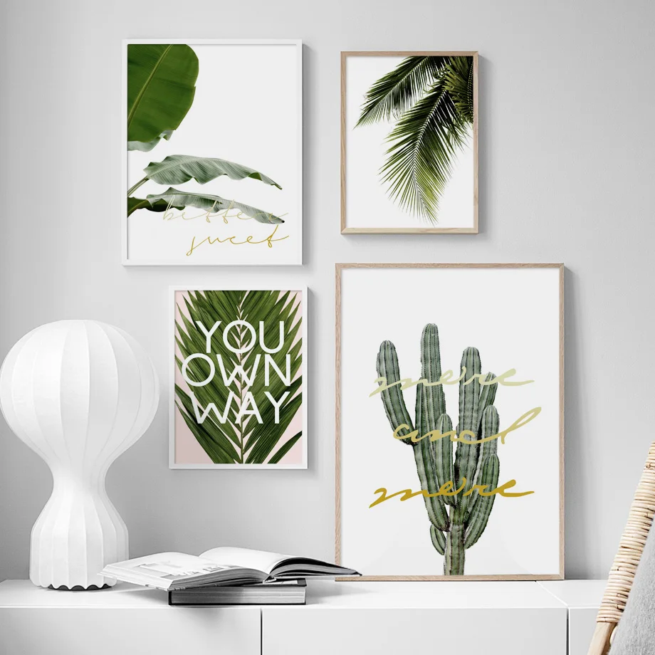 

Green Plants Cactus Palm Banana Big Leaf Wall Art Canvas Painting Nordic Posters And Prints Wall Pictures For Living Room Decor