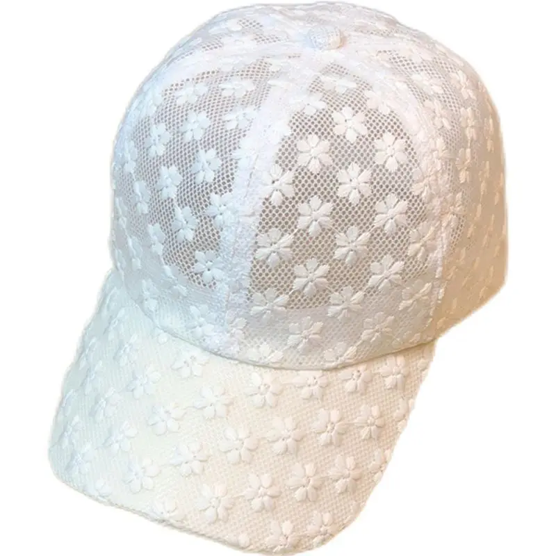 

Lace Decor Hat Women's Thin Baseball Cap Sun Shade Hollow Peaked Cap Transparent