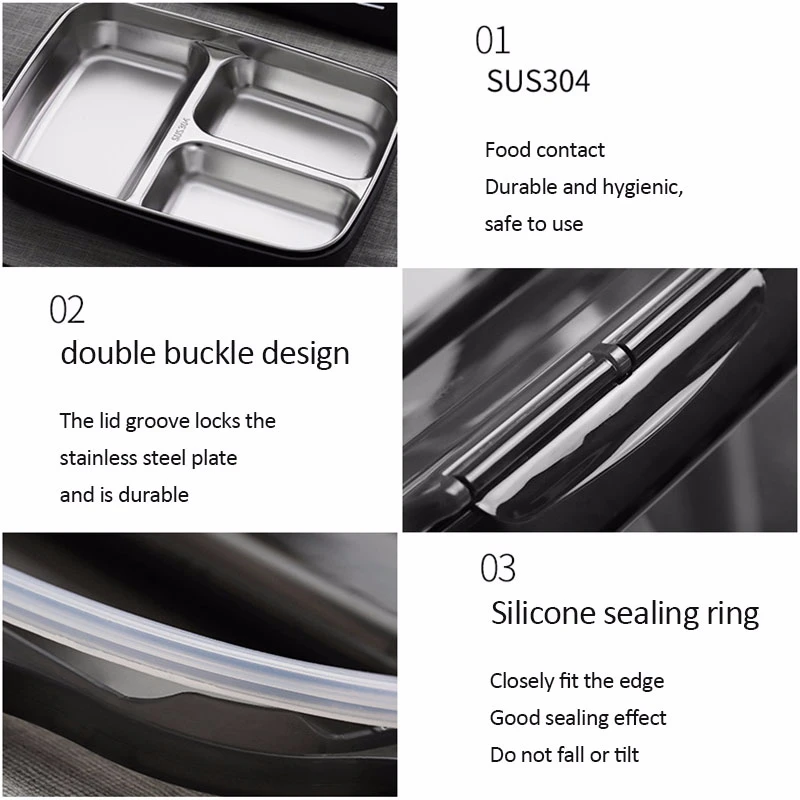 Quality Stainless Steel Lunch Box Containers With Compartments Portable Sealed Leakproof Bento Food Container Tableware | Дом и сад
