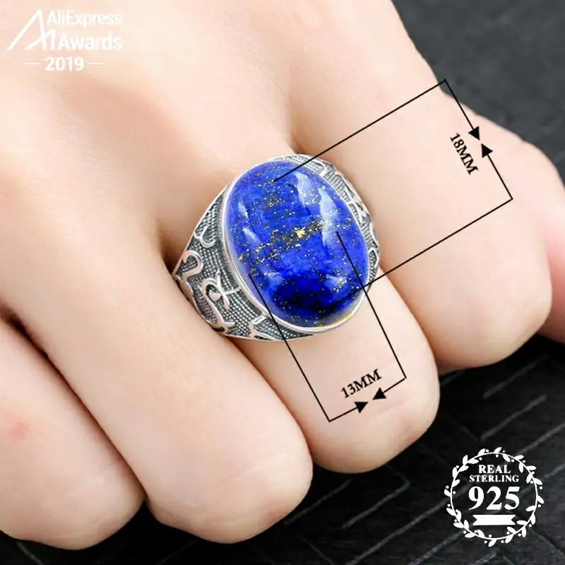 Кольца Lapis из стерлингового серебра S925 13*18 мм не поддельные Преувеличенные