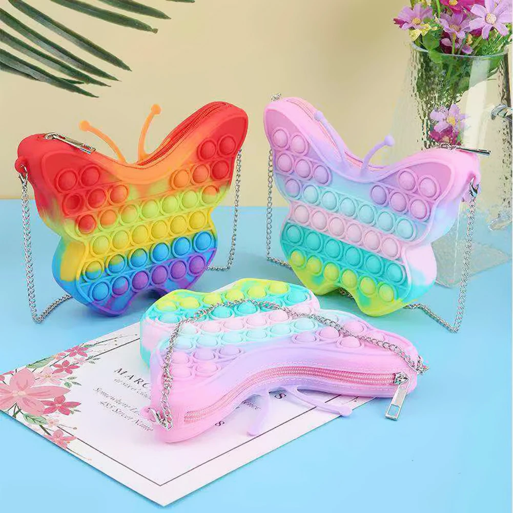 

Fidget Toys Pack Anti Stress Shoulder Bags Macaron Reliver Stress Toy Push It Bubble Puzzle Sensory Squeeze Toys Free Shipping
