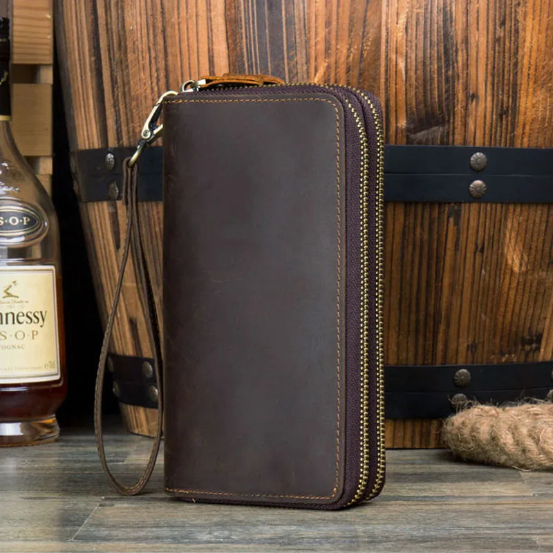 Мужской кошелек из натуральной коровьей кожи с натуральным лицевым покрытием Crazy