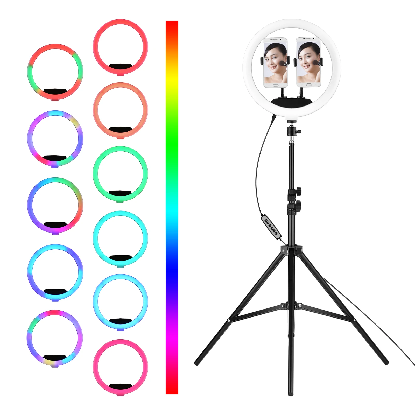 

12 дюймов RGB светодиодный кольцевой светильник для фотосъемки светильник ing селфи лампа с заполняющим светильник 1 BT пульт дистанционного уп...