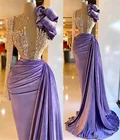 Арабское роскошное бархатное платье для выпускного вечера, прозрачное вечернее платье с кристаллами и вышивкой из бисера, для официальной вечеринки, для второго приема, платье для свадебной вечеринки