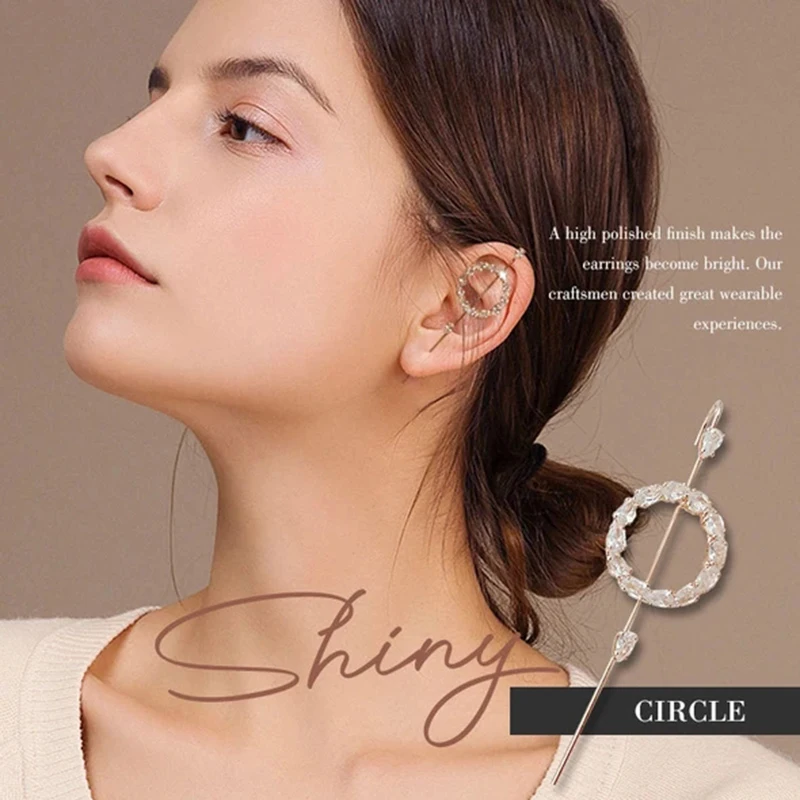 

Ear Wrap Crawler Hook Earrings Metal Zircon Earring Women Jewelry HB88
