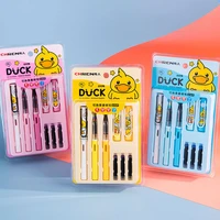 3pcs cartoon stationery supplies duck fountain pen set replaceable ink pens case writing school office supplies stationery