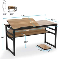 Tribesigns 55 inch Large Computer Desk with Storage Shelf Modern Writing Desk Drafting Table Craft Drawing Desk with Tiltable T