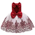 Рождественское платье для девочек, кружевное платье-пачка с бантом и открытой спиной, детское праздничное платье для дня рождения