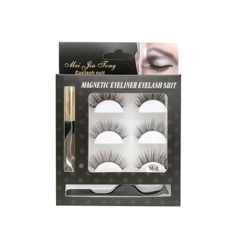 

3 Pairs Magnetic Eyelashes Natural Long Magnetic Liquid Eyeliner Eyelashes Eyelashes False Magnetic Make Up Set Magnetic Tw Y6K6