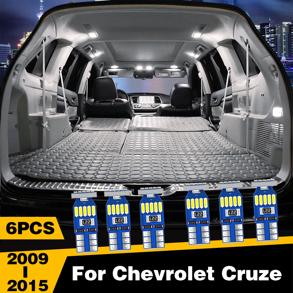 

6 Pcs Car Reading Light Interior Dome Lamp T10 W5W/194 Auto Accessories For Chevrolet Cruze 2009 2010 2011 2012 2013 2014 2015