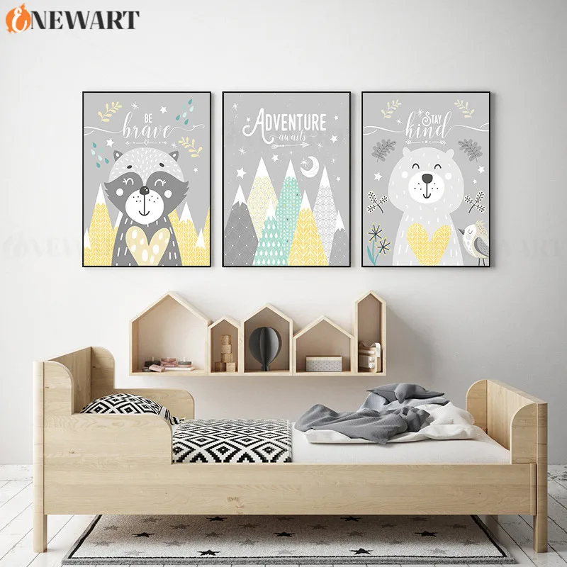 Stay Kind Be Brave Wall Art постер для детской комнаты с мультяшными принтами украшение