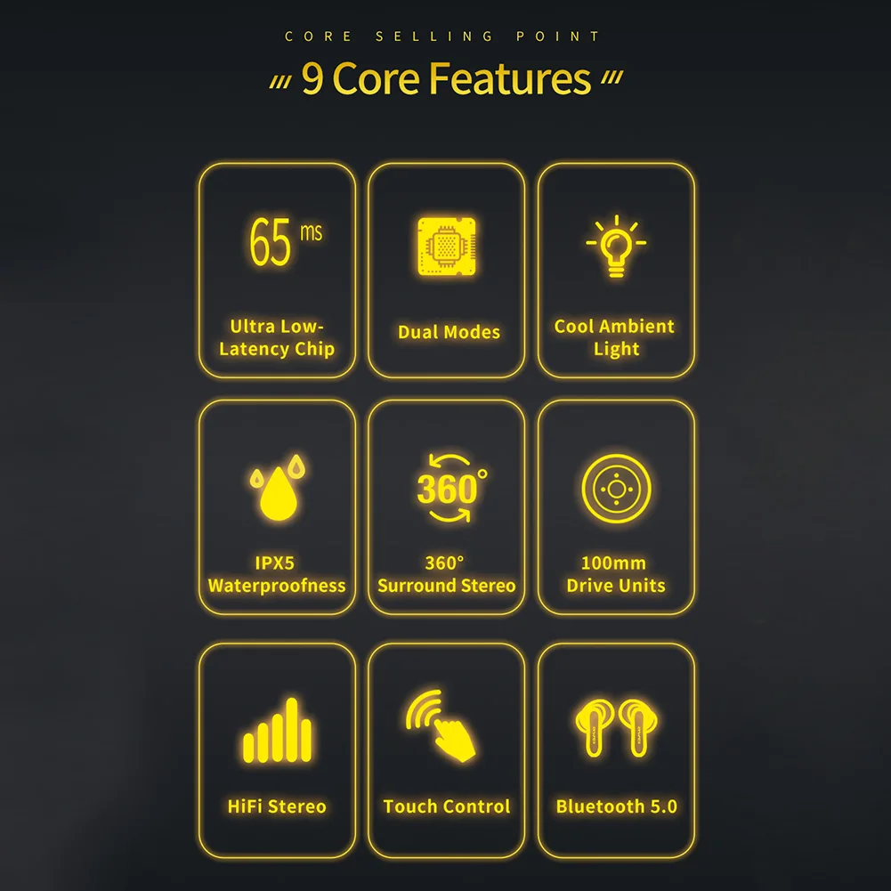 

AWEI T35 TWS Gaming Earbuds Active Noise Cancelling In Ear Headphones Bluetooth True Wireless Stereo Earphones with Microphone