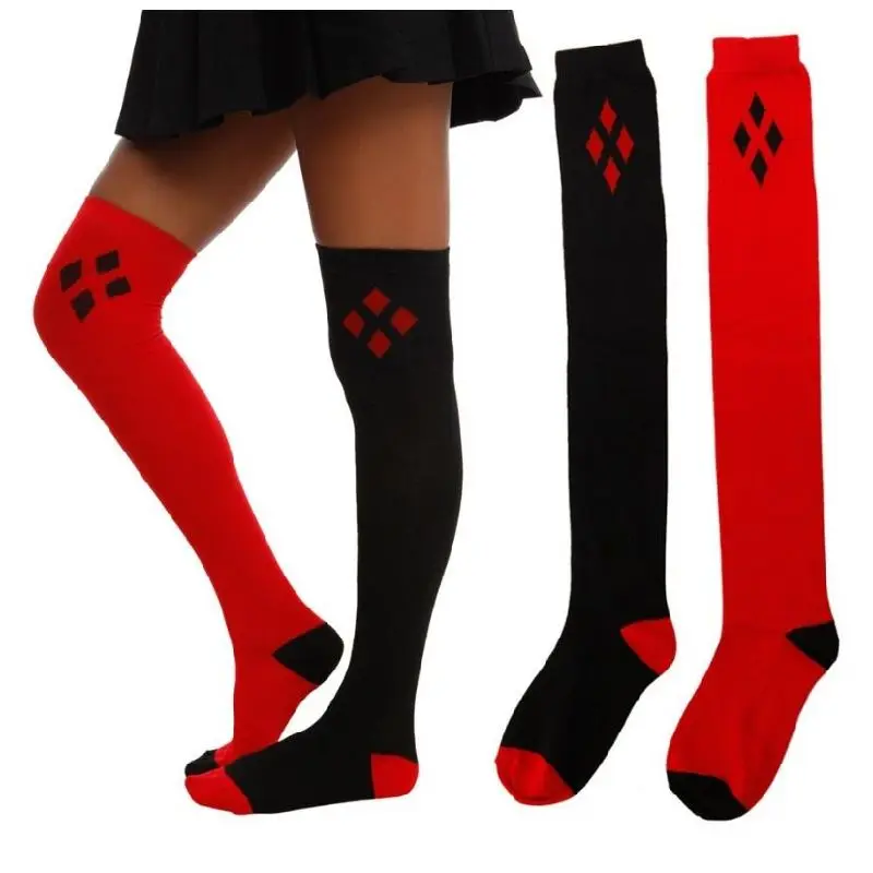 

1 Pair 2021 Autumn Winter Keep Warm Festival Gift Girl Cotton Red And Black Rhombus Stockings Women Christmas