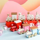 Рождественский подарок для детей, деревянный розовыйсиний поезд, украшение на Рождество для дома, новогодний декор, 2021 год, новинка 2022