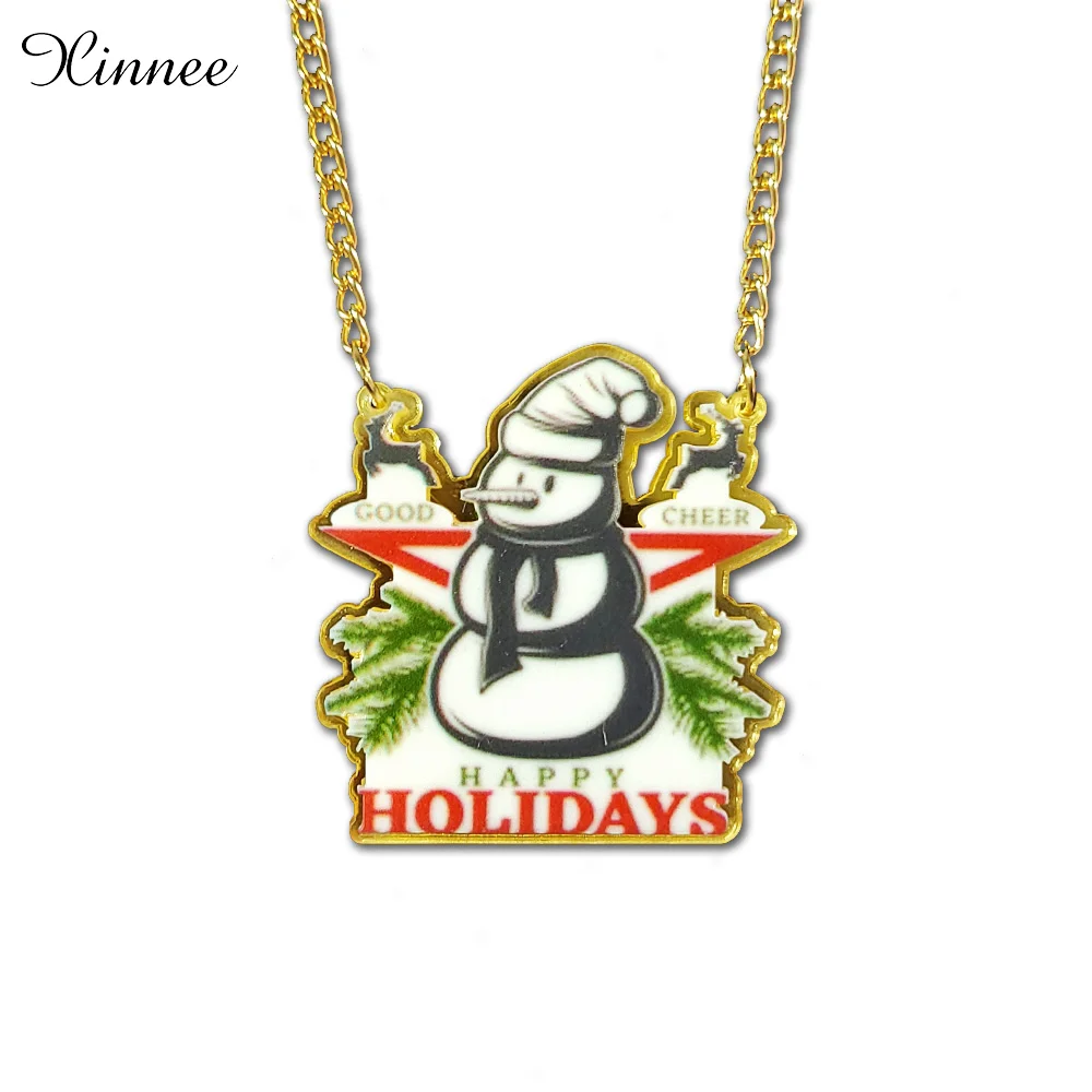

Vintage Gold Merry Christmas Pendant Necklace For Women Fashion deer Necklaces 2021 Trend Jewelry Gifts