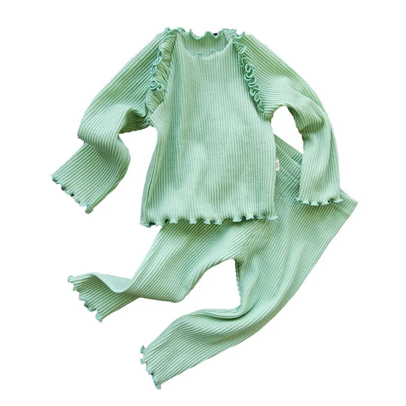 Комплект одежды для маленьких девочек из 2 предметов приталенная пижама в рубчик