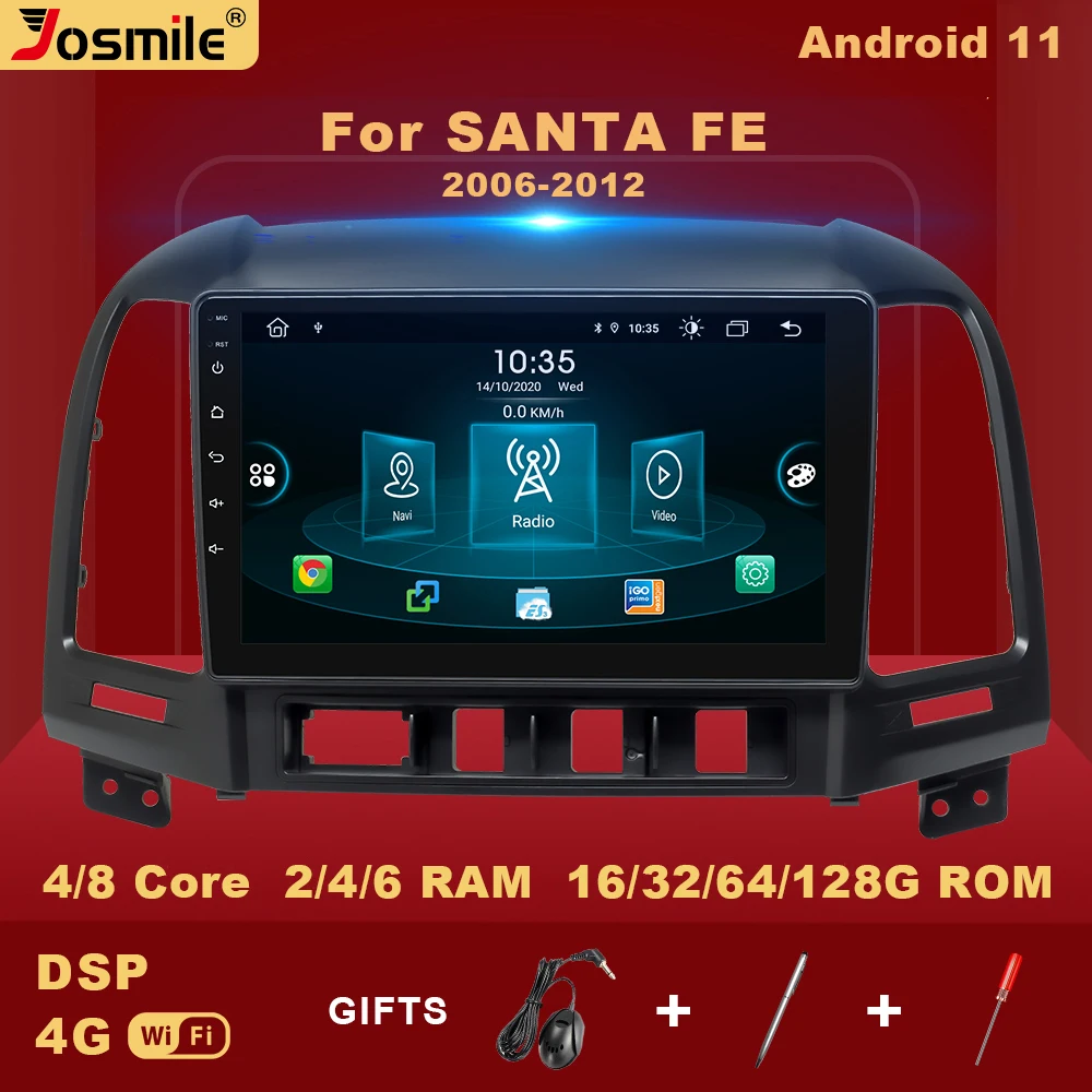 Автомагнитола 2 din Android 11 для Hyundai Santa Fe 2006-2012 мультимедийный плеер GPS-навигация