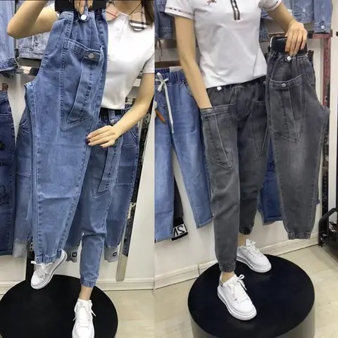 Woman Jeans Pants 2021 Spring Elastic Waist Jeans Women's High Waist Ankle Length Jogger Pants Pantalones Vaqueros Mujer