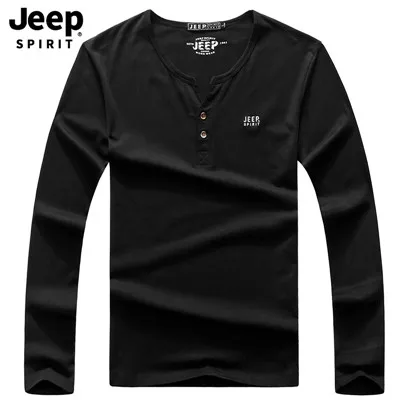 JEEP SPIRIT Новая Осенняя футболка мужская с круглым вырезом и длинным рукавом мужская футболка Homme пять цветов футболка Homme - Цвет: Черный