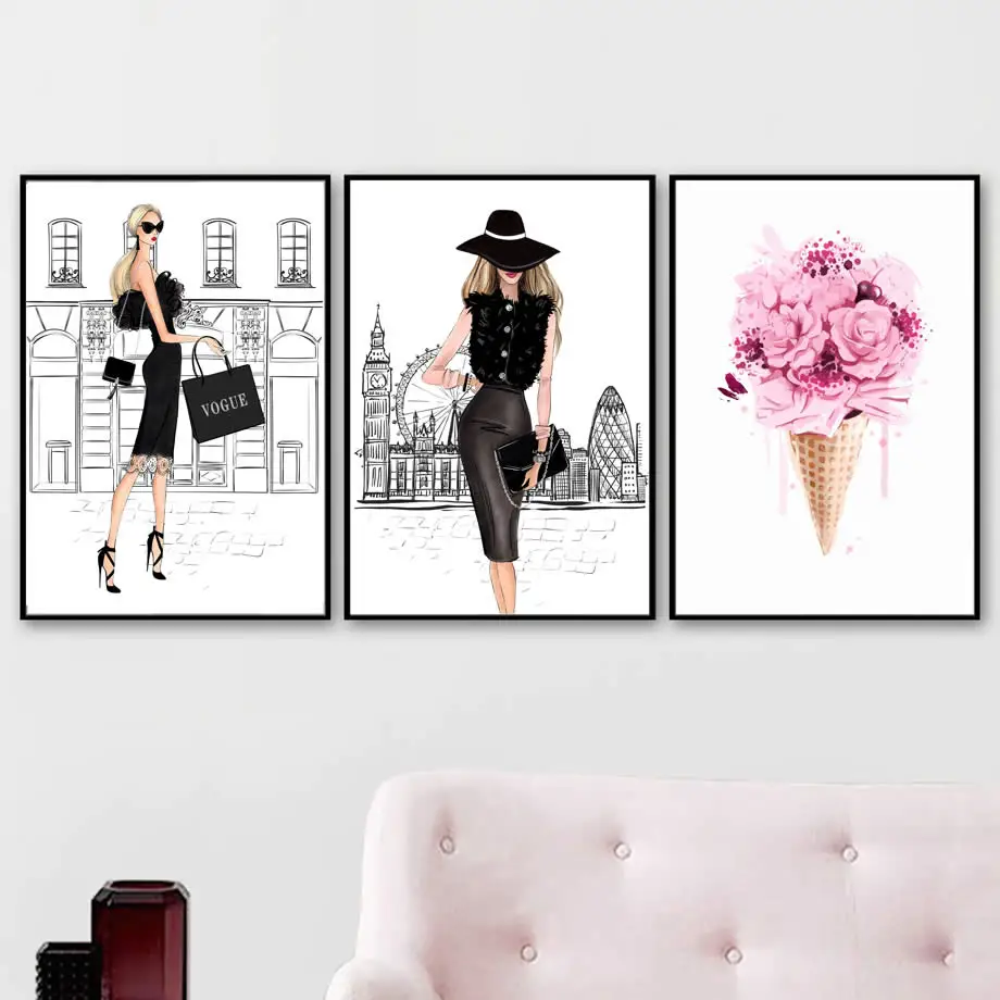 Парфюмерный лак для ногтей на высоком каблуке модная девушка настенная Картина