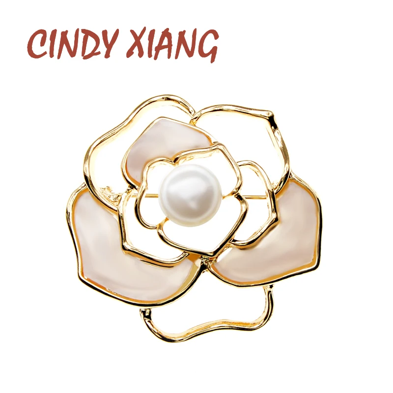 CINDY XIANG 2 цвета доступны Акриловые Броши с цветком камелии для женщин элегантный